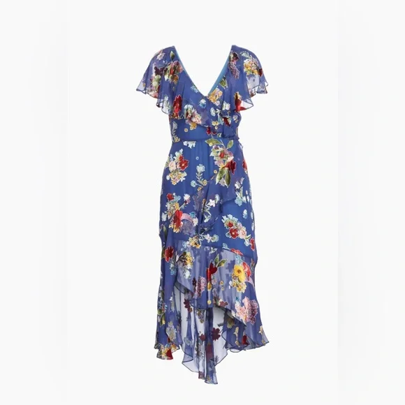 Alice + Olivia Electra Ruffled Floral Midi Dress - Picture 1 of 14